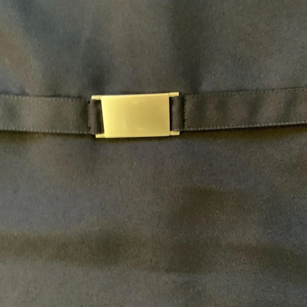 Navy‎ blue Lee School A-line dress with gold buckle detail